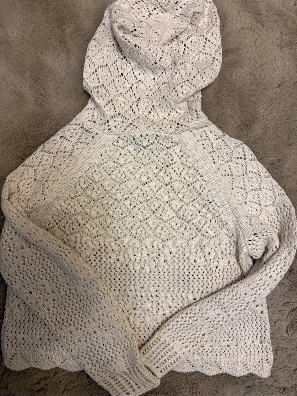Jessica Simpson Cream Crochet Hooded Pullover - Picture 2 of 2